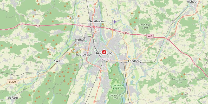 Karte von Augsburg mit Höhenmarkierung – OpenStreetMap