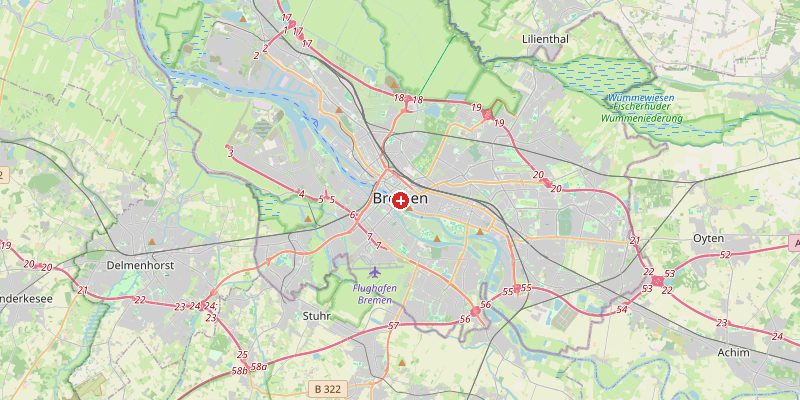 Karte von Bremen mit Höhenmarkierung – OpenStreetMap