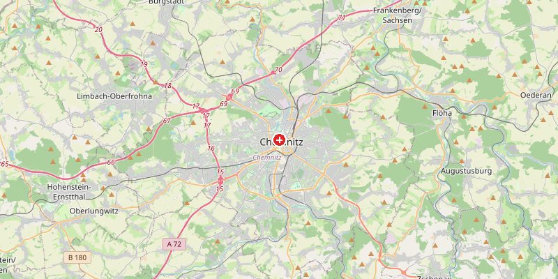Karte von Chemnitz mit Höhenmarkierung – OpenStreetMap