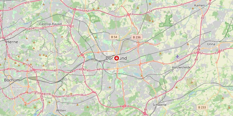 Karte von Dortmund mit Höhenmarkierung – OpenStreetMap