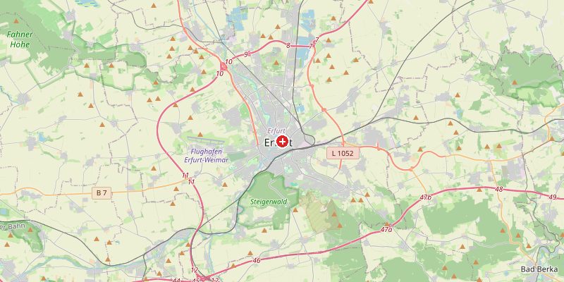 Karte von Erfurt mit Höhenmarkierung – OpenStreetMap