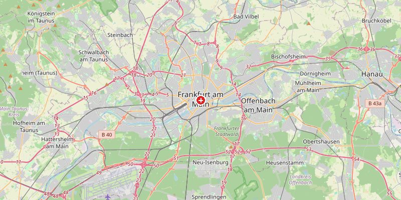 Karte von Frankfurt am Main mit Höhenmarkierung – OpenStreetMap