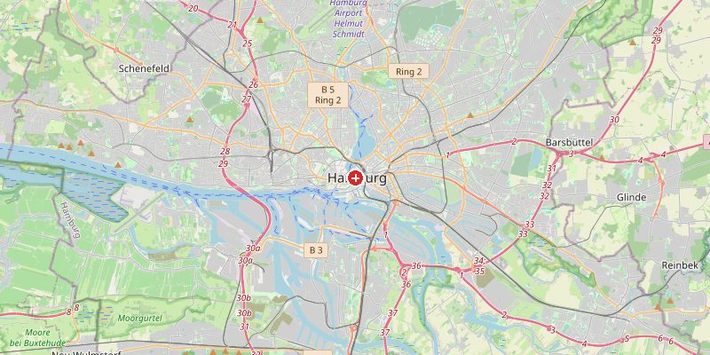 Karte von Hamburg mit Höhenmarkierung – OpenStreetMap