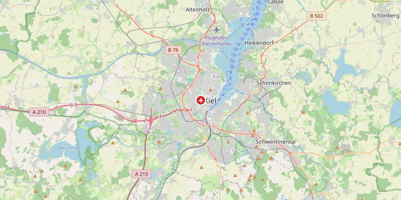 Karte von Kiel mit Höhenmarkierung – OpenStreetMap
