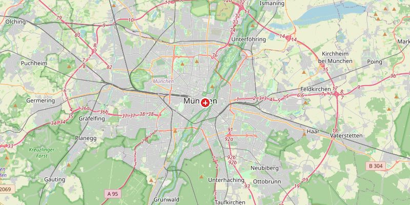 Karte von München mit Höhenmarkierung – OpenStreetMap